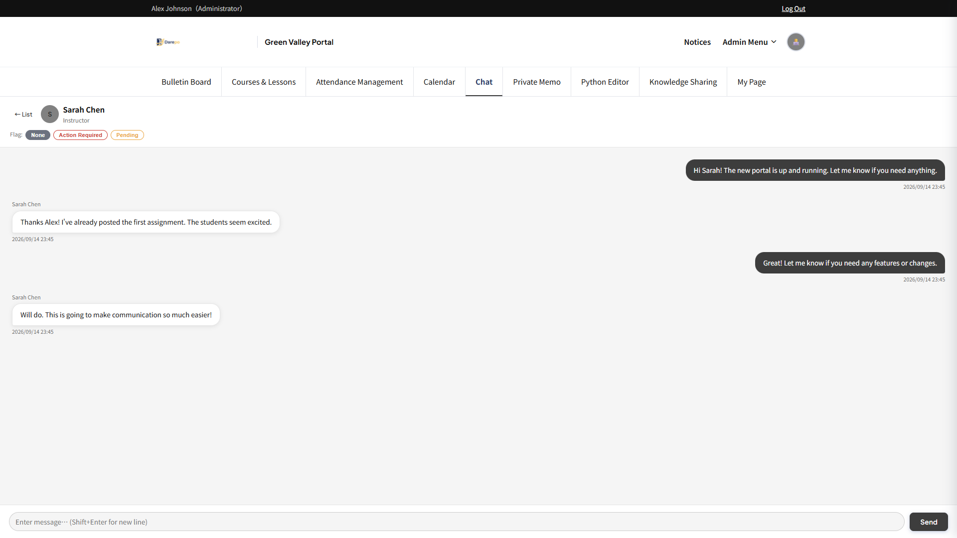 Chat screen