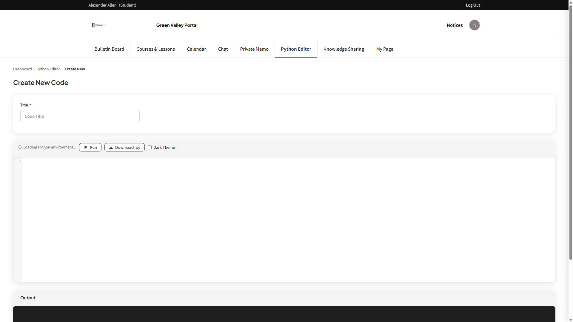 Python editor screen